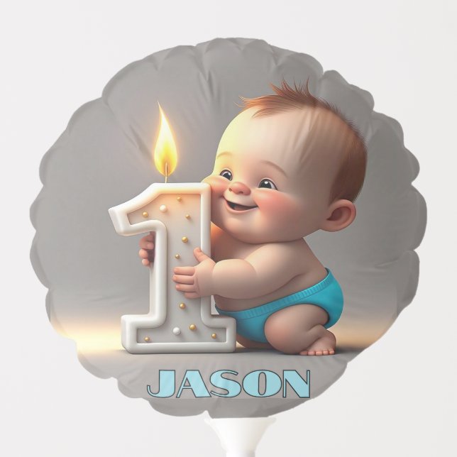 " FIRST BIRTHDAY BABY BOY " BALLOON (Front)