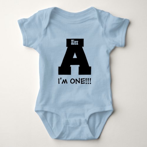 First Birthday Baby Boy Big Letter A Im One V2 Baby Bodysuit