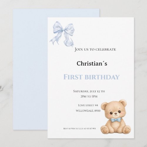 First Birthday baby boy Invitation