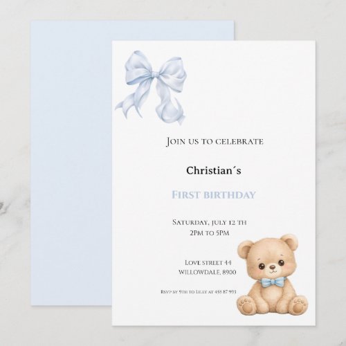 First Birthday baby boy Invitation