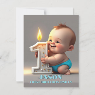 " FIRST BIRTHDAY BABY BOY " POSTCARD