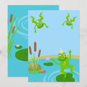 First birthday baby frog family party  invitation