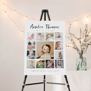 First Birthday Baby Milestone Sign w/ 13 Photos