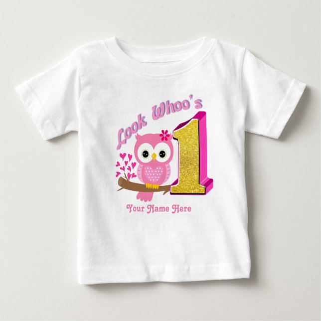 First Birthday Baby Shirt | Owl T-Shirts (Front)