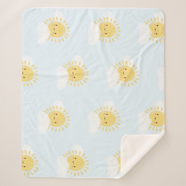 First Birthday Baby Shower Sunshine Cute Party Sherpa Blanket (Front)
