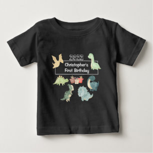 First Birthday Baby Watercolor Cute Dinosaur T-Shirt