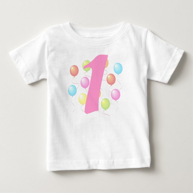 First Birthday Balloons Baby T-shirt (Front)