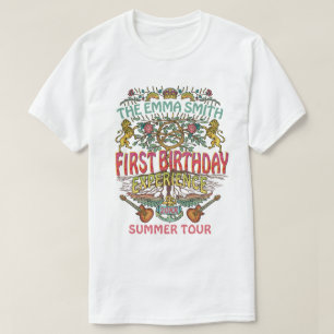 First Birthday Band Retro 70s Concert Logo Custom T-Shirt