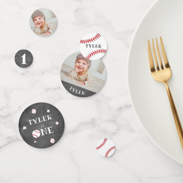 First Birthday Baseball Chalkboard Birthday Party Confetti (Group)