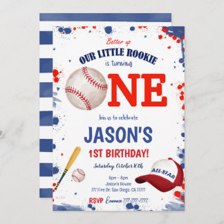 First Birthday Baseball Invitation
