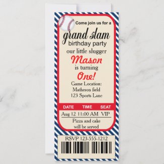 First Birthday Baseball party invitation