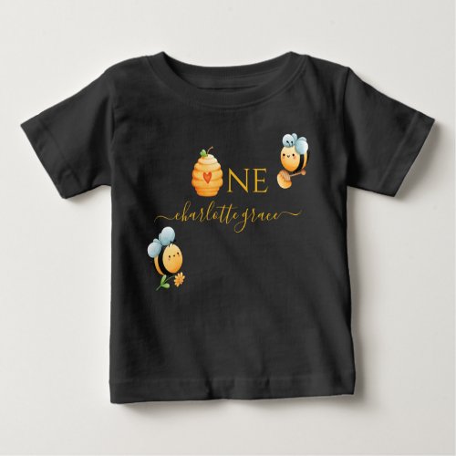First Birthday Bee_Day Baby T_Shirt