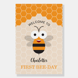 First Birthday Bee-Day Cute Honeybee Welcome Sign