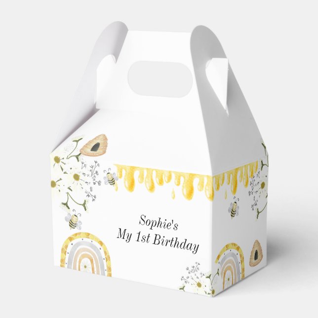 First Birthday Bee Favor Boxes (Front Side)