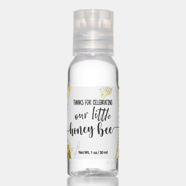 FIRST BIRTHDAY, BEE PARTY, BEE THEMED HAND SANITIZER (Front)