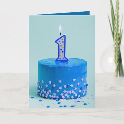 First Birthday Blue Cake and Candle