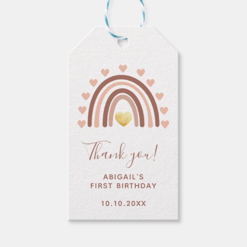 First Birthday Boho Rainbow Thank You Gift Tags