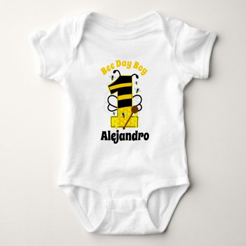 First Birthday Boy Bee  Baby Bodysuit
