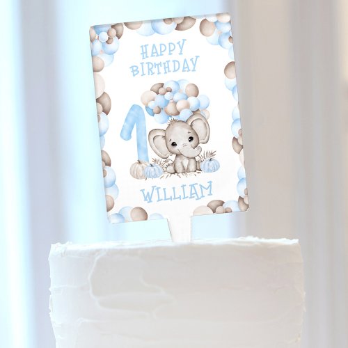 First Birthday Boy Cute Elephant Cake Topper