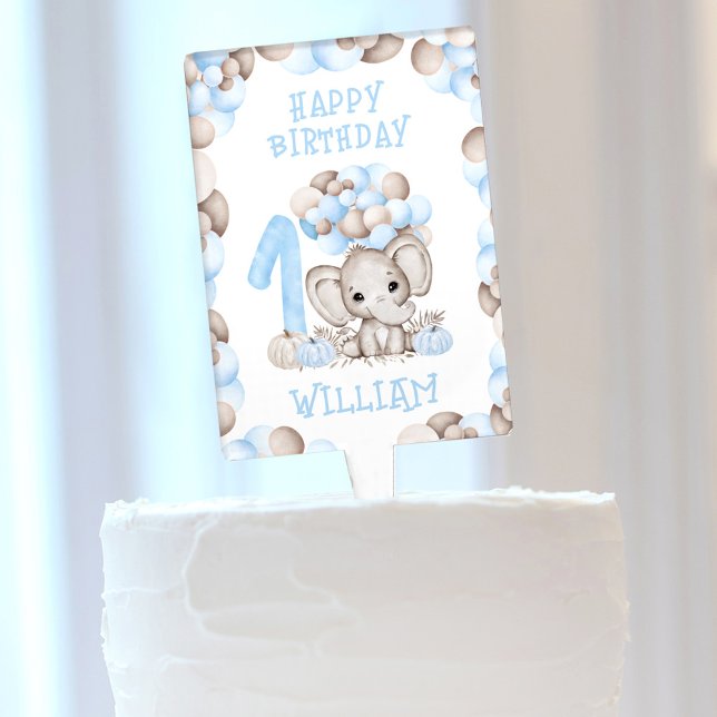 First Birthday Boy Cute Elephant Cake Topper (First Birthday Boy Cute Elephant Cake Topper)