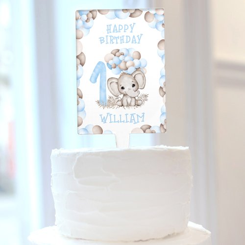 First Birthday Boy Cute Elephant Cake Topper