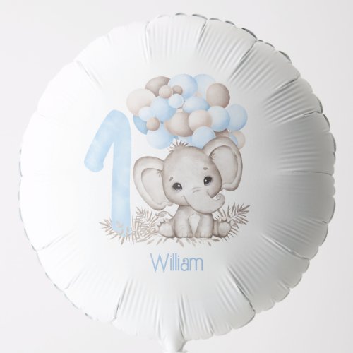 First Birthday Boy Cute Elephant Personalized  Bal Balloon