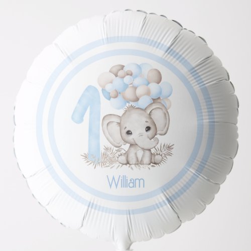 First Birthday Boy Cute Elephant Personalized  Balloon