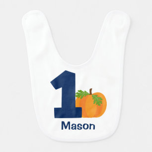 First Birthday Boy Fall Pumpkin Personalized Baby Bib