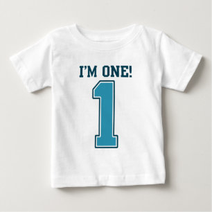 First Birthday Boy, I'm One, Big Blue Number 1 Baby T-Shirt