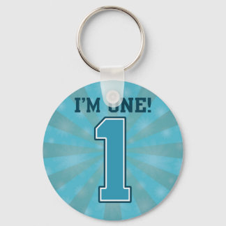 First Birthday Boy, I'm One, Big Blue Number 1 Keychain