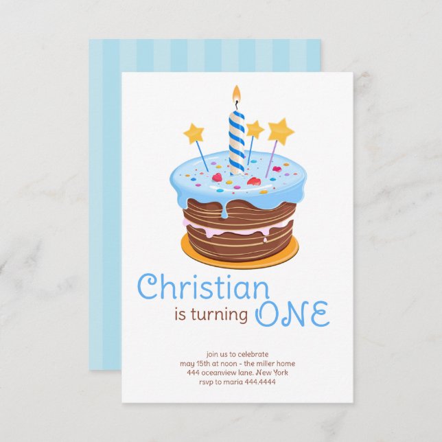 First Birthday Boy Invitations (Front/Back)