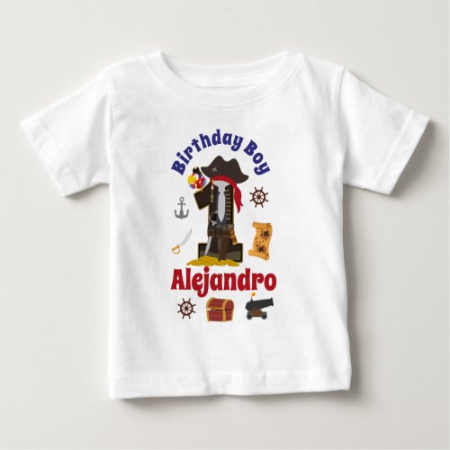 First Birthday Boy Pirate  Baby T_Shirt