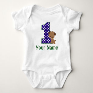 First Birthday Boy Puppy Dog Baby Bodysuit