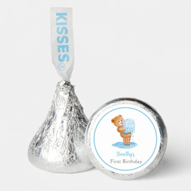 First Birthday Boy Teddy Bear Ice Cream Hershey®'s Kisses® (Front)