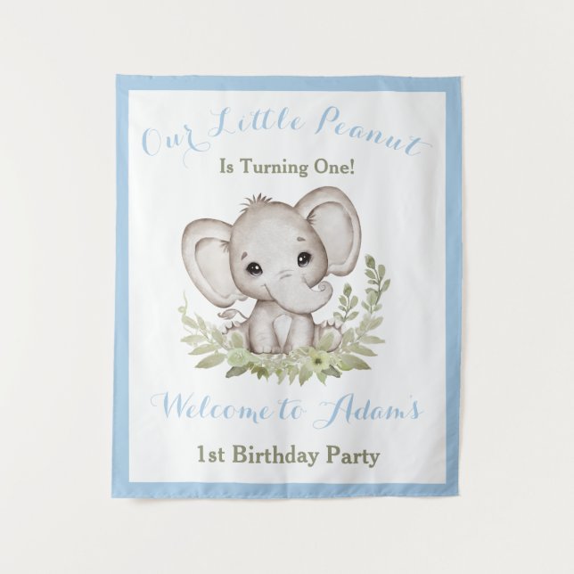 First Birthday Boy Welcome Sign Tapestry (Front)