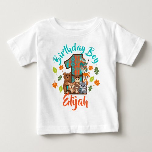 First Birthday Boy Woodland Arrow  Wild One Baby T_Shirt