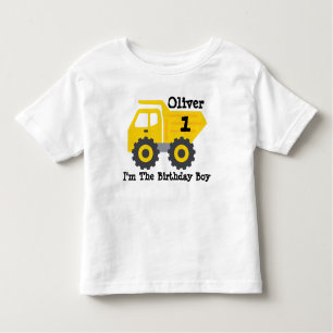 First Birthday Boy Yellow Dump Truck Toddler T-shirt