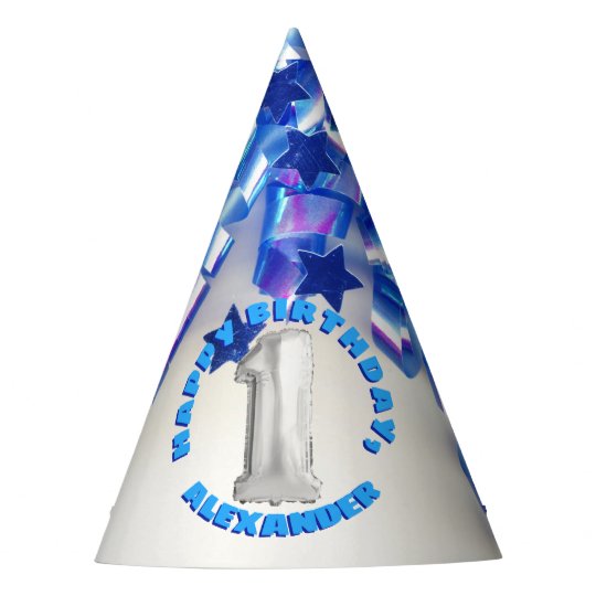 First Birthday Boys One Year Old Party Party Hat | Zazzle.com