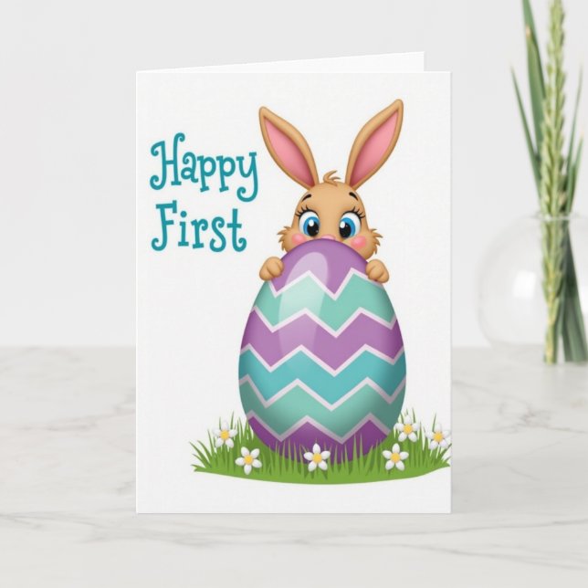 First Birthday Bunny Peek Card (Front)