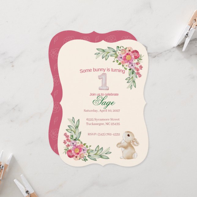 First Birthday, Bunny Theme (Front/Back In Situ)