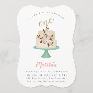 First birthday cake party invitation