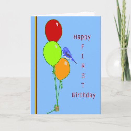 First Birthday Card for Great Grandson Balloons