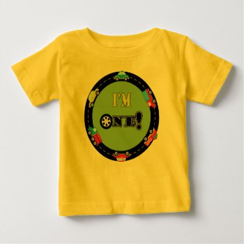 First Birthday Cars Baby T-shirt by Amitees at Zazzle
