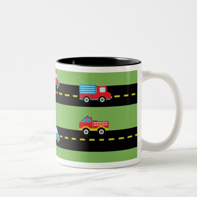 First Birthday Cars Two-Tone Coffee Mug (Right)