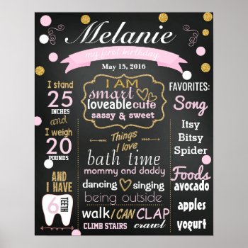 First Birthday Chalkboard Sign Confetti by 10x10us at Zazzle