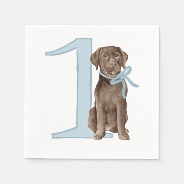 First Birthday-Chocolate Lab Napkins (Front)