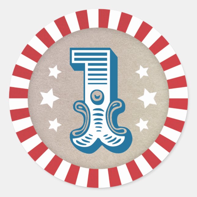 First Birthday Circus Carnival Favor Sticker (Front)