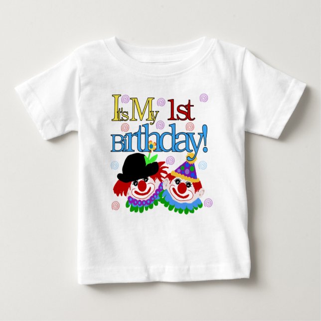First Birthday Clown Baby T-Shirt (Front)