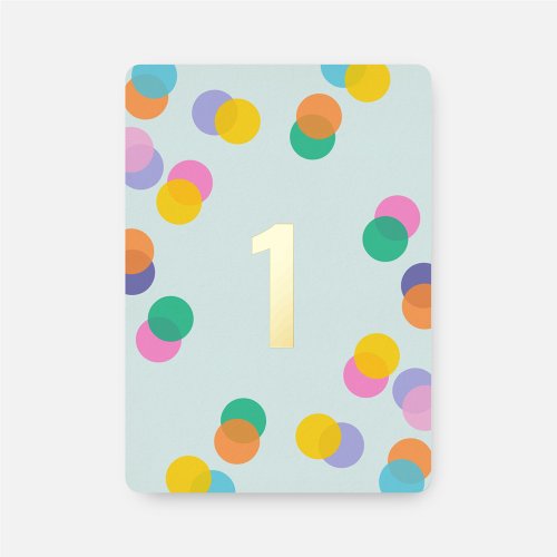 First Birthday Colorful Confetti Mint Green Gold Foil Invitation