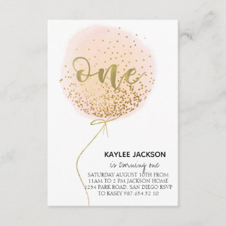 First birthday,Cotton candy balloon Enclosure Card